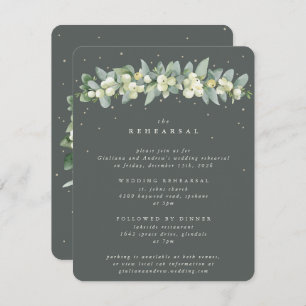 Grey Green Snowberry+Eucalyptus Wedding Rehearsal Enclosure Card
