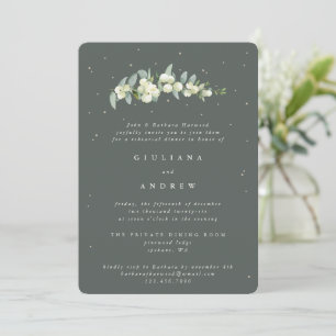 Grey Green Snowberry+Eucalyptus Wedding Rehearsal Invitation