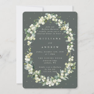 Grey Green Snowberry+Eucalyptus Wedding Rehearsal Invitation