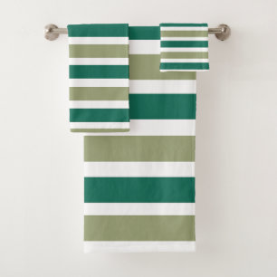 Grey Green Stripes Bath Towel Set