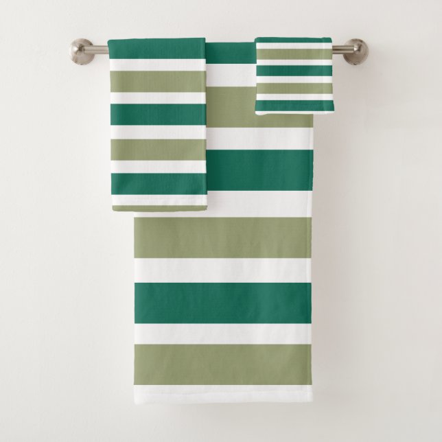 Grey Green Stripes Bath Towel Set (Insitu)