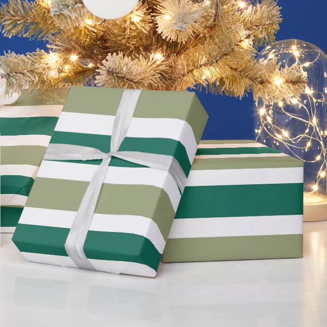 Grey Green Stripes Wrapping Paper (Holidays)