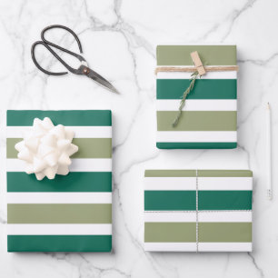 Grey Green Stripes Wrapping Paper Sheet