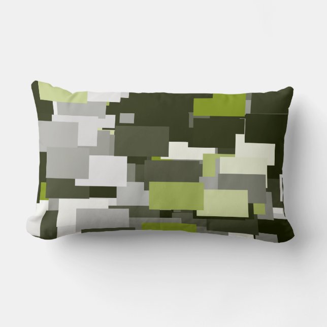 Grey Green Urban Camouflage Lumbar Cushion (Front)