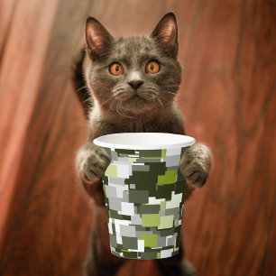 Grey Green Urban Camouflage Paper Cups
