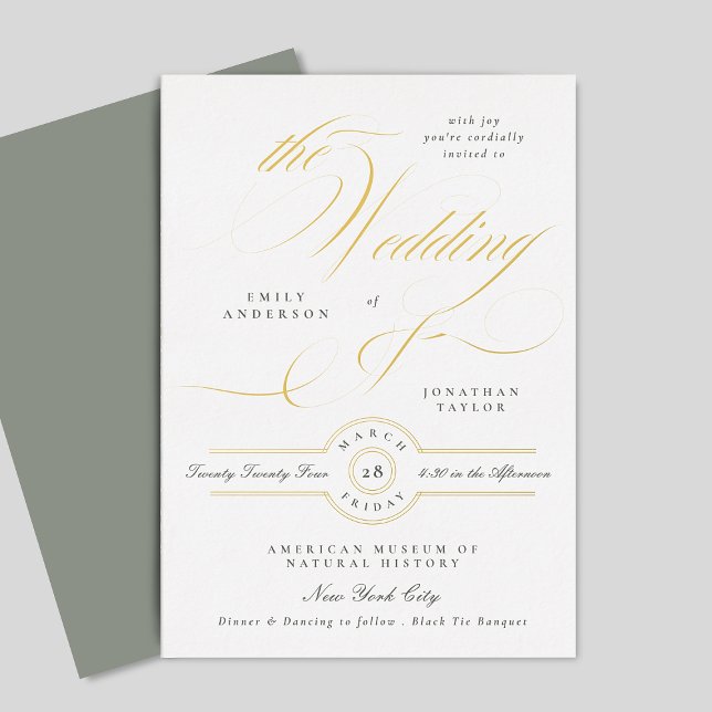 Grey Green White Elegant Calligraphy Wedding Gold (Creator Uploaded)