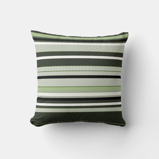 Grey, green, white stripes. cushion (Front)