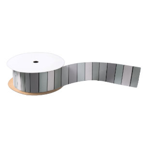 Grey Green With Black Stripes On Watercolor Paper Satin Ribbon
