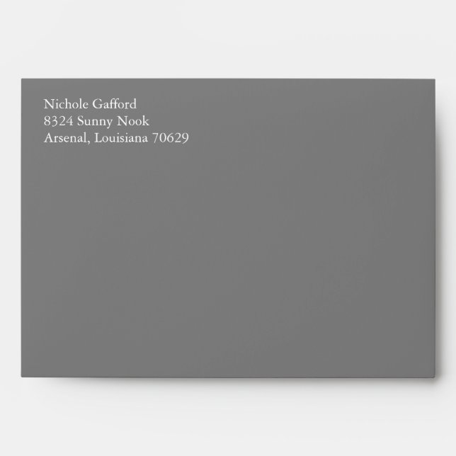 Grey Grey A7 5x7 Envelopes With Return Address (Front)