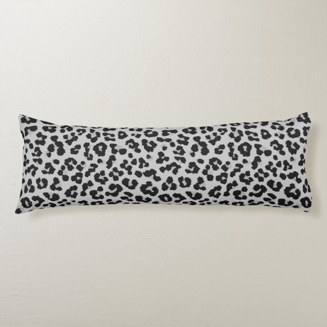 Grey Grey Ash Leopard Cheetah Animal Print Pattern Body Cushion (Front)