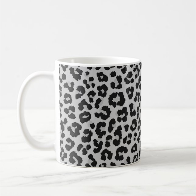 Grey Grey Ash Leopard Cheetah Animal Print Pattern Coffee Mug (Left)