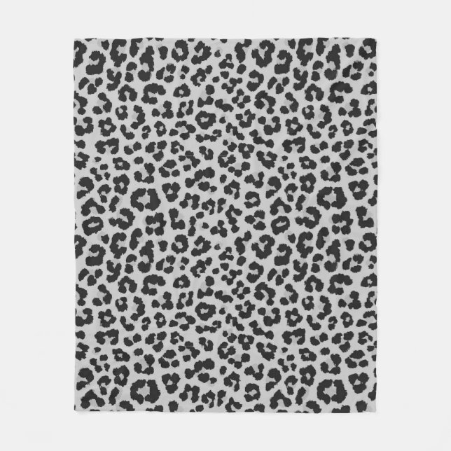 Grey Grey Ash Leopard Cheetah Animal Print Pattern Fleece Blanket (Front)