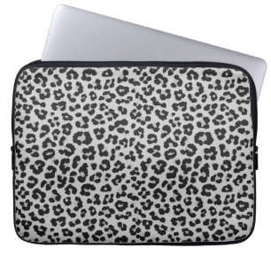 Grey Grey Ash Leopard Cheetah Animal Print Pattern Laptop Sleeve