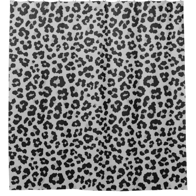 Grey Grey Ash Leopard Cheetah Animal Print Pattern Shower Curtain (Front)