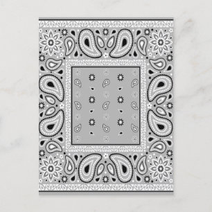 Grey Grey Bandanna Paisley Country Hip Hop Cowboy Invitation Postcard