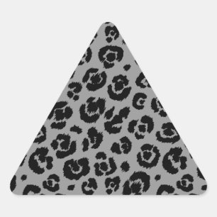 Grey Grey Black Leopard Print Triangle Sticker