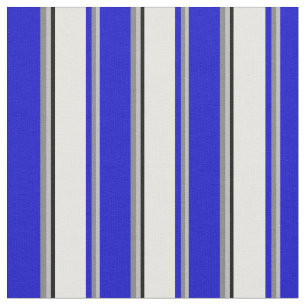 Grey, Grey, Blue, White, and Black Coloured Lines Fabric