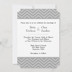 Grey Grey Chevron Wedding Invitations