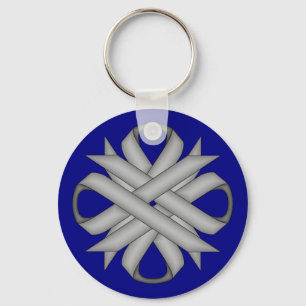 Grey / Grey Clover Ribbon by Kenneth Yoncich Key Ring
