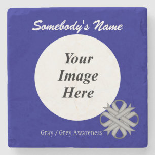 Grey / Grey Clover Ribbon by Kenneth Yoncich Stone Coaster