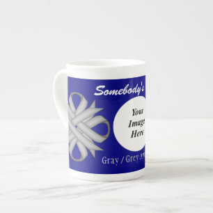 Grey/Grey Clover Ribbon Tmpl by Kenneth Yoncich Bone China Mug