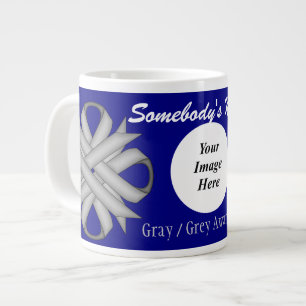 Grey/Grey Clover Ribbon Tmpl by Kenneth Yoncich Large Coffee Mug
