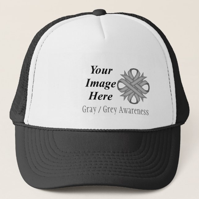 Grey/Grey Clover Ribbon Tmpl by Kenneth Yoncich Trucker Hat (Front)