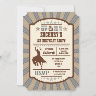 Grey Grey Cowboy Rodeo Birthday Party Invitation