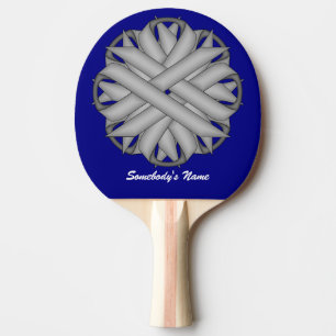 Grey / Grey Flower Ribbon by Kenneth Yoncich Ping Pong Paddle