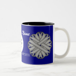 Grey/Grey Flower Ribbon Tmpl by Kenneth Yoncich Two-Tone Coffee Mug