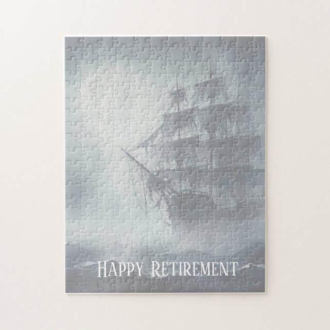 Grey, Grey Fog Pirate Ship Retirement Jigsaw Puzzle (Vertical)