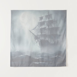 Grey, Grey Fog Pirate Ship Retirement Tapestry