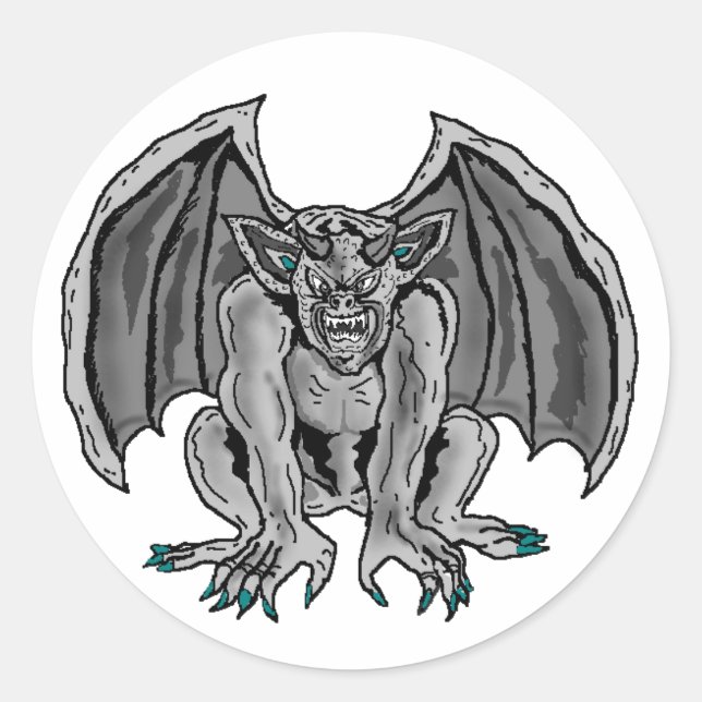 Grey/Grey Gargoyle Classic Round Sticker (Front)