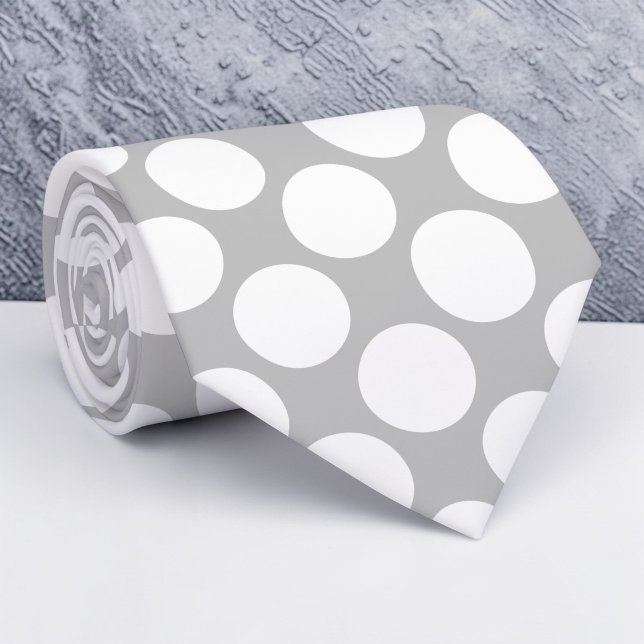 Grey Grey Jumbo Polka Dots Custom Necktie (Creator Uploaded)