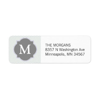 Grey & Grey Modern Chevron Custom Monogram Return Address Label