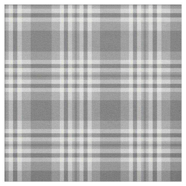 Grey Grey Plaid Gingham Check Tartan Patchwork Fabric (Swatch)