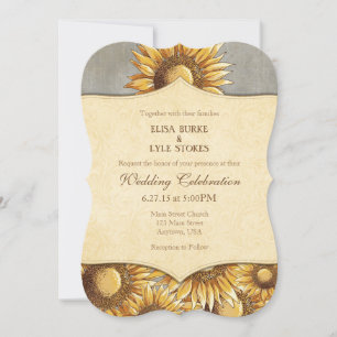 Grey Grey Rustic Sunflower Wedding Invitation