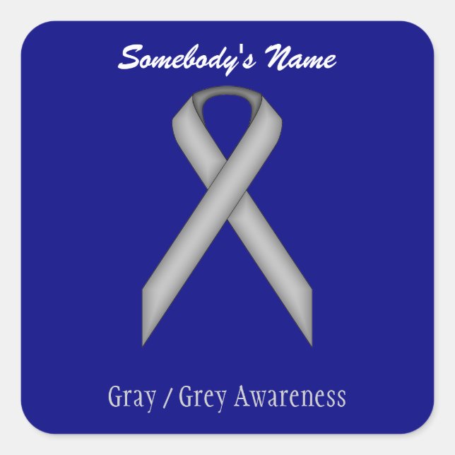 Grey / Grey Standard Ribbon Square Sticker (Front)