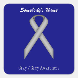 Grey / Grey Standard Ribbon Square Sticker