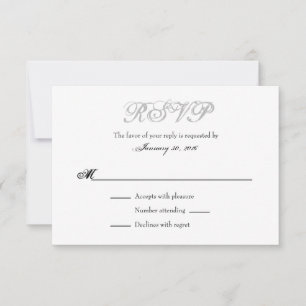 Grey Grey White Plain Simple Wedding RSVP Cards