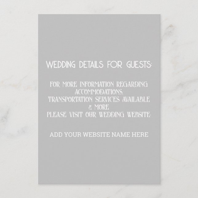 Grey Grey White Wedding Details For Guests Cool Enclosure Card (Front)