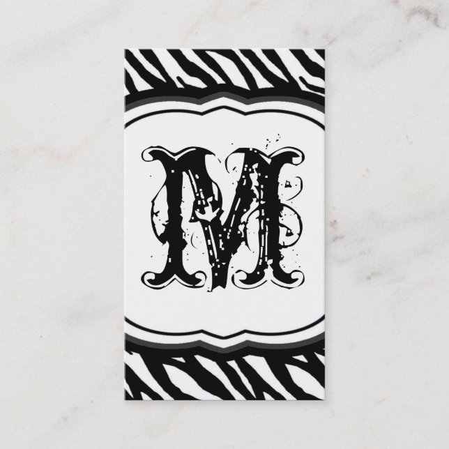 Grey Grey Zebra Print Pattern Business Card (Front)