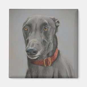 Grey Greyhound Dog Art Magnet