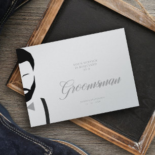 Grey Groomsman Silhouette Simple Wedding Proposal 