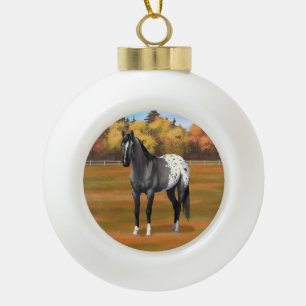 Grey Grulla Appaloosa Quarter Horse Stallion Ceramic Ball Christmas Ornament