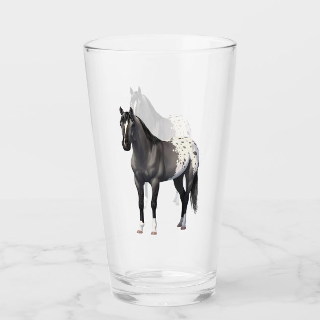 Grey Grulla Appaloosa Quarter Horse Stallion Glass (Front)