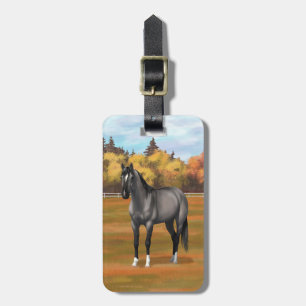 Grey Grulla Quarter Horse in Autumn Pasture Luggage Tag