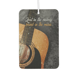 Grey Grunge Acoustic Guitar Customisable Car Air Freshener