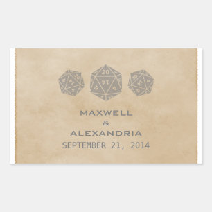 Grey Grunge D20 Dice Gamer Wedding Stickers