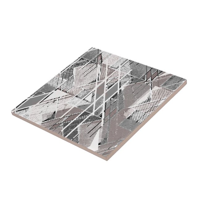 Grey grunge print. Ceramic Tile (Side)